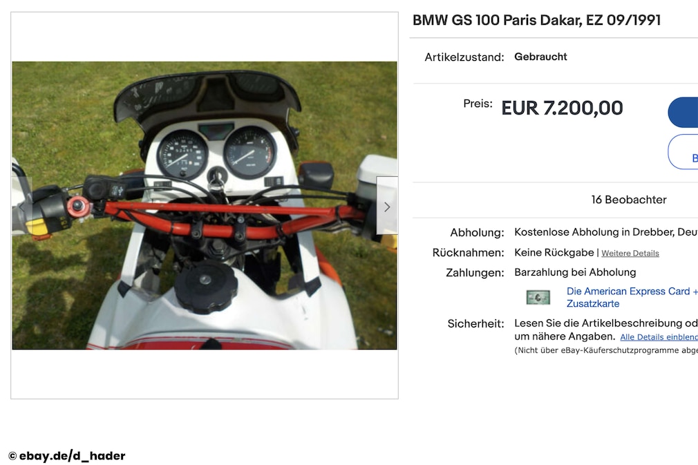 eBay BMW GS 100 Paris Dakar