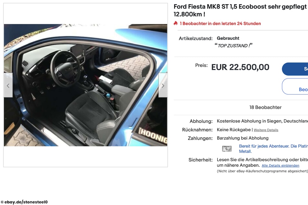 eBay Ford Fiesta MK8 ST 1.5 Ecoboost