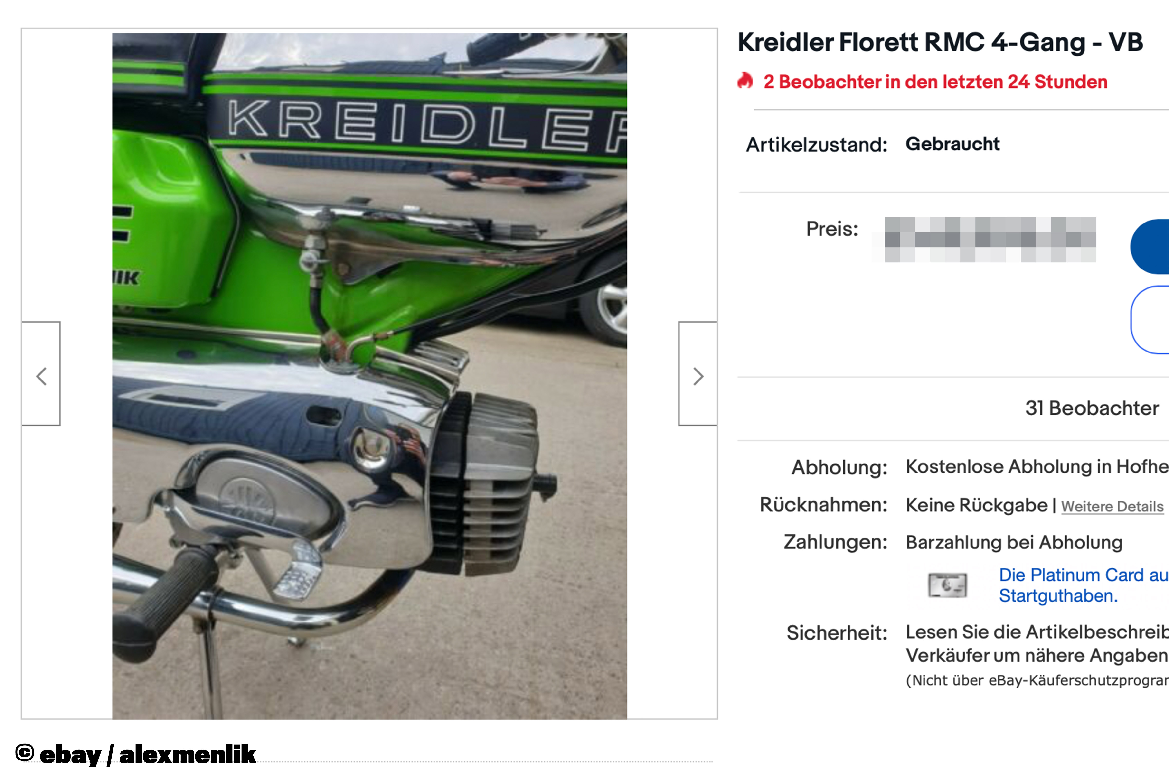 Kreidler Florett K54 RS RM RMC TM GT Tankdeckel Chrom 40mm 432-20.610 