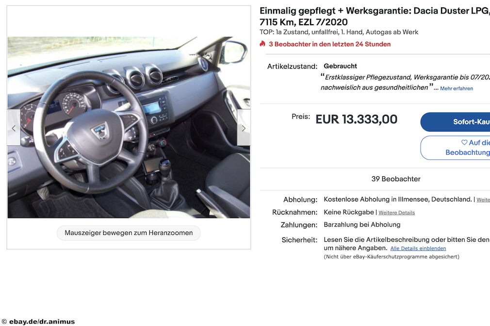 eBay Dacia Duster LPG