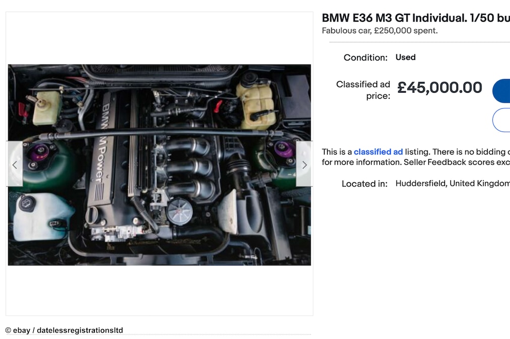 ebay BMW E36 M3 GT Individual. 1/50 built.