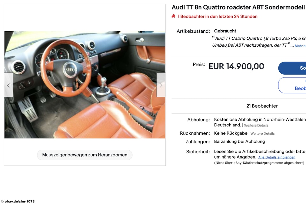 ebay Audi TT 8n Quattro roadster ABT