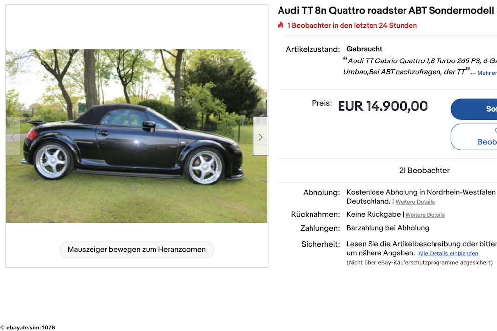 ebay Audi TT 8n Quattro roadster ABT