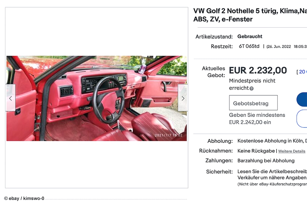 ebay VW Golf 2 Nothelle 5 doors