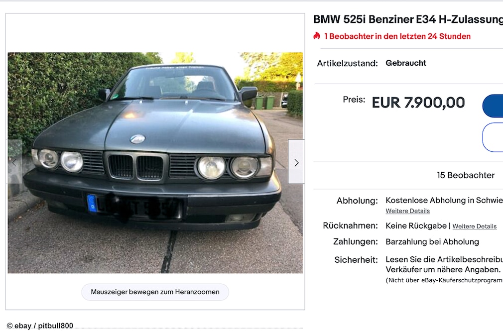 ebay BMW 525i petrol E34 H registration ebay BMW 525i petrol E34 H registration