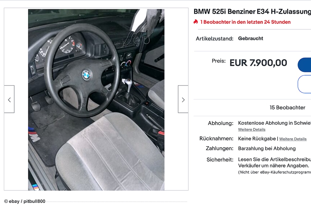 ebay  BMW 525i Benziner E34 H-Zulassung
