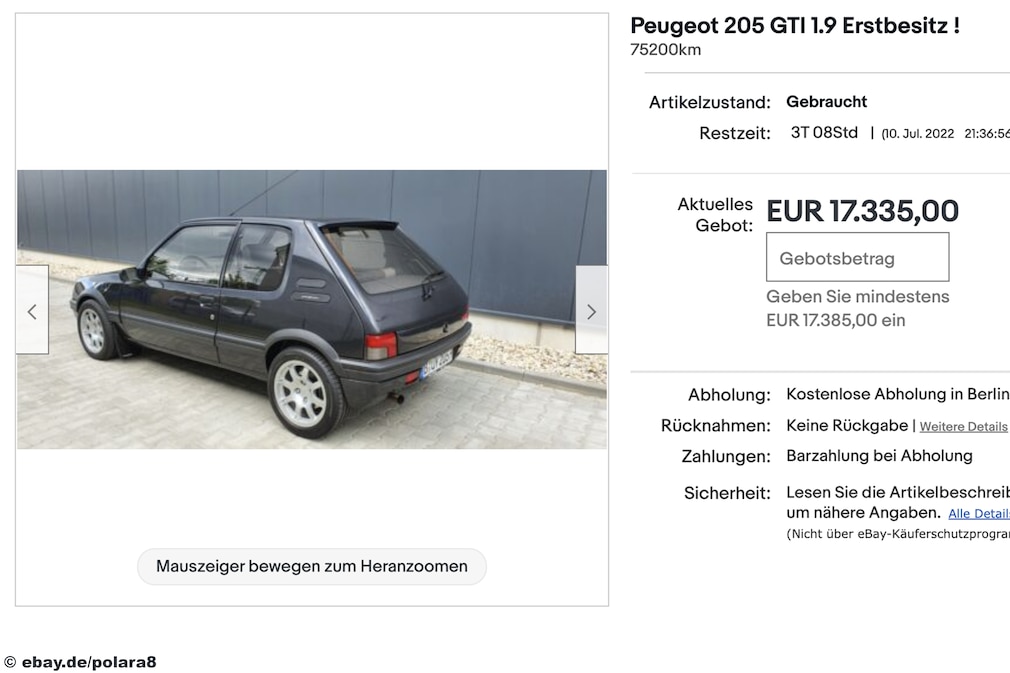eBay Peugeot 205 GTI 1.9