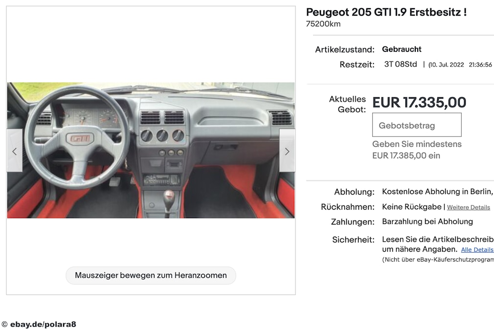 eBay Peugeot 205 GTI 1.9