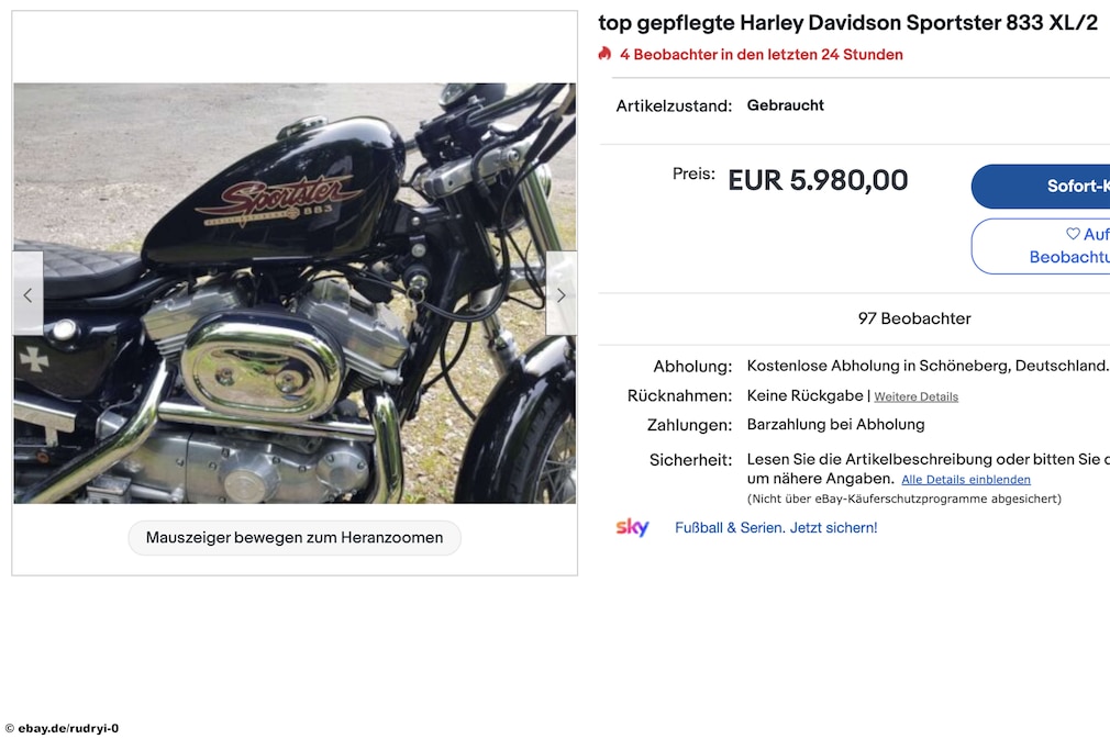 eBay Harley Davidson Sportster 833 X eBay Harley Davidson Sportster 833 X