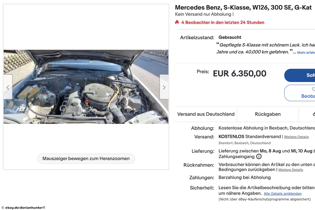 eBay Mercedes Benz S Class W126