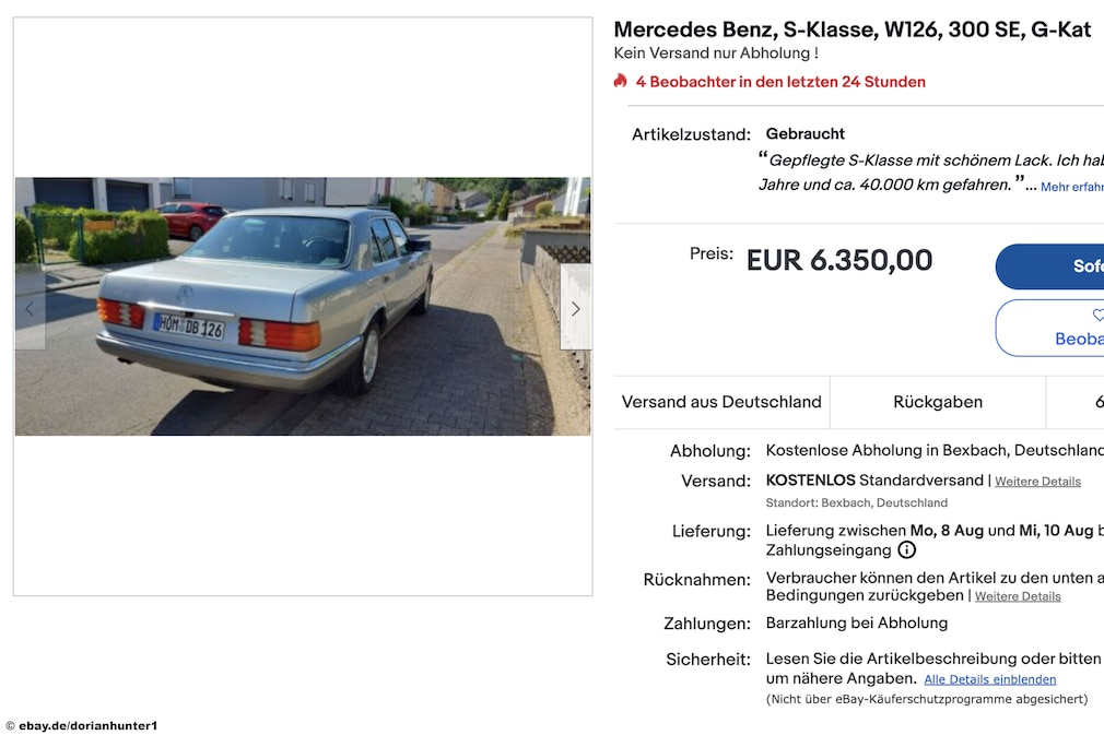 eBay Mercedes Benz S Class W126
