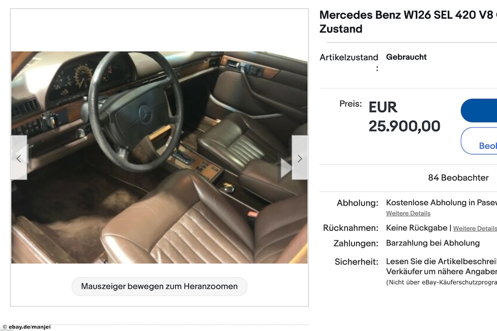 eBay Mercedes Benz W126 SEL 420