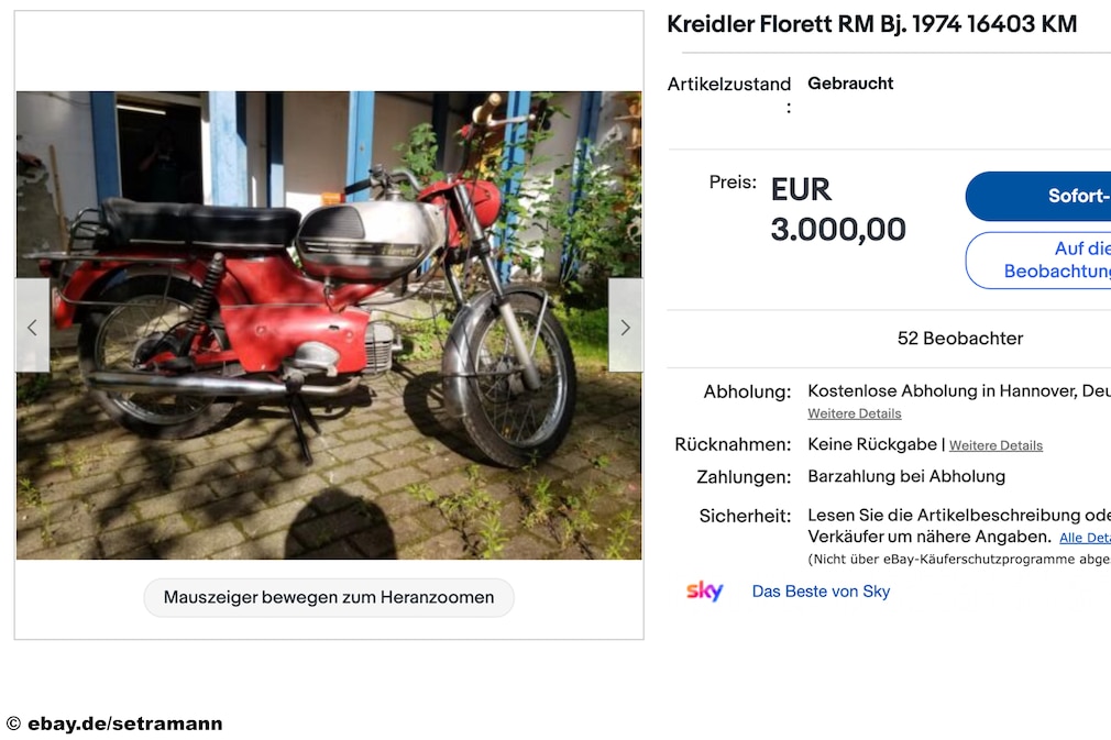eBay Kreidler Florett RM Bj. 1974 eBay Kreidler Florett RM Bj. 1974