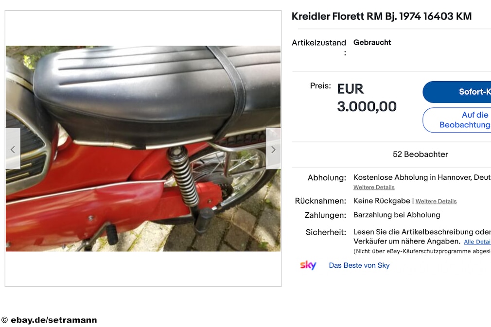 eBay Kreidler Florett RM Bj. 1974 eBay Kreidler Florett RM Bj. 1974
