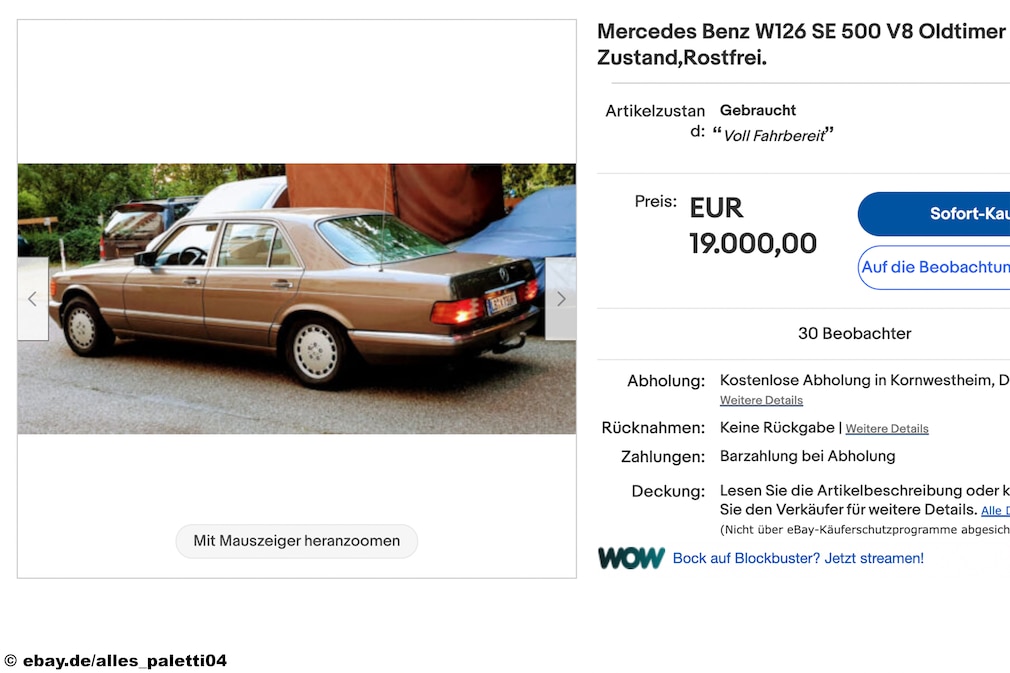 eBay Mercedes Benz W126 SE 500