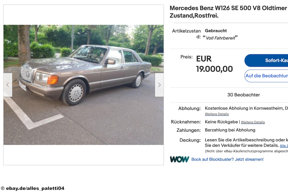 eBay Mercedes Benz W126 SE 500