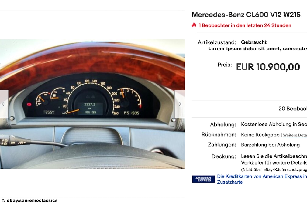 Gebrauchtwagen - eBay Mercedes-Benz CL600 V12 W215