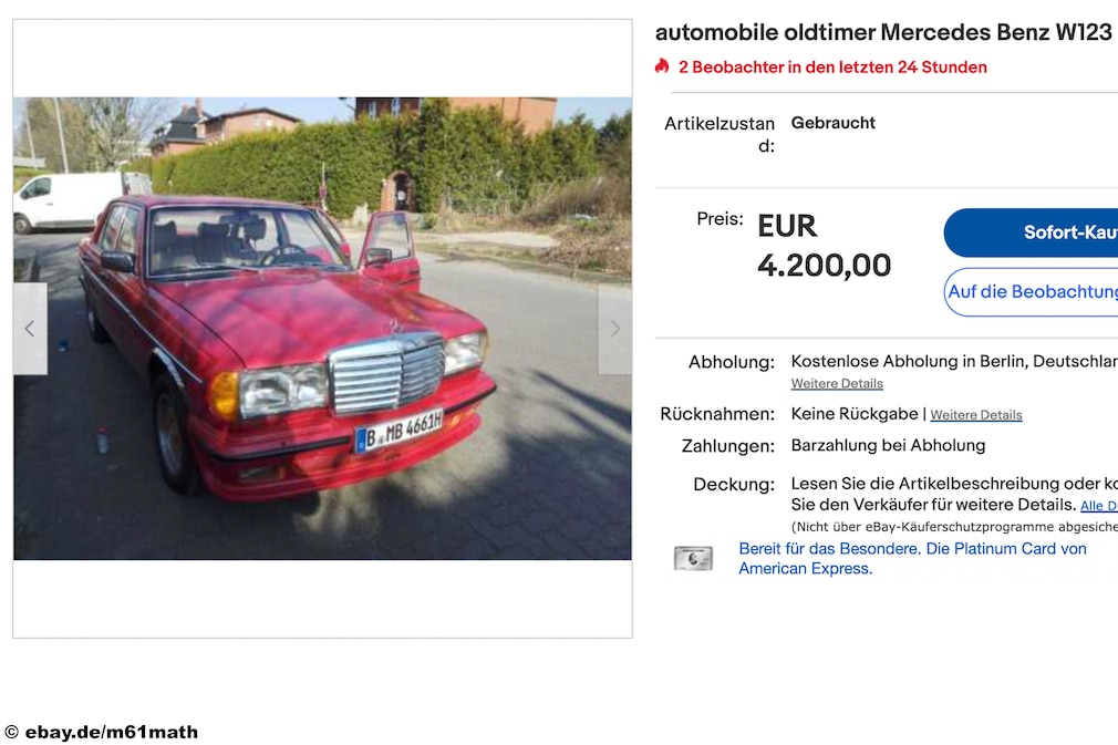 Gebrauchtwagen - eBay Mercedes Benz W123 200