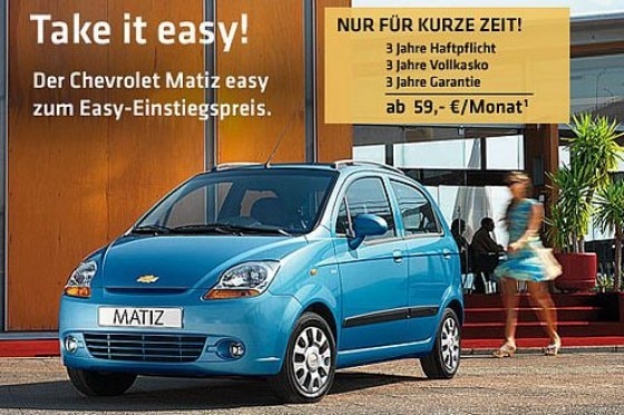 Chevrolet Matiz ab 59 Euro/Monat