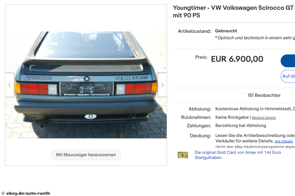 eBay VW Volkswagen Scirocco GT
