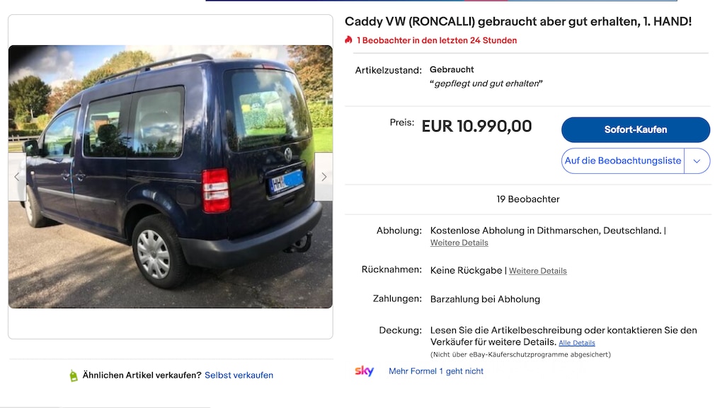 eBay VW Caddy Roncalli