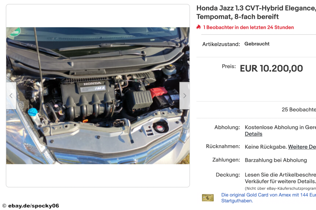 eBay Honda Jazz 1.3 CVT-Hybrid