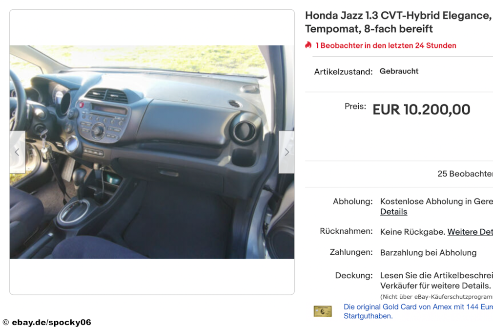 eBay Honda Jazz 1.3 CVT-Hybrid
