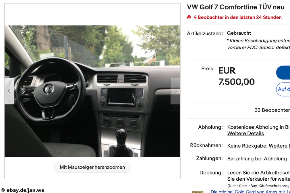 eBay VW Golf 7 Comfortline