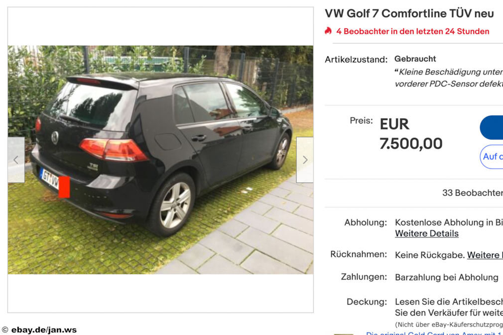 eBay VW Golf 7 Comfortline