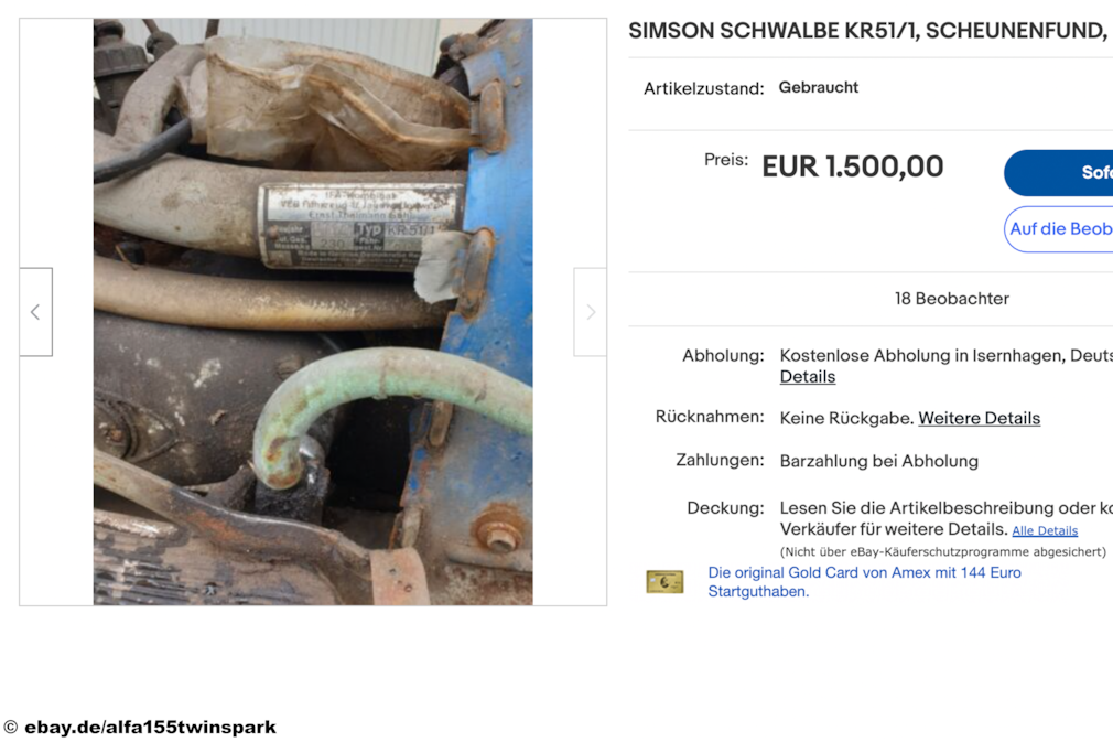 ebay SIMSON SCHWALBE KR51