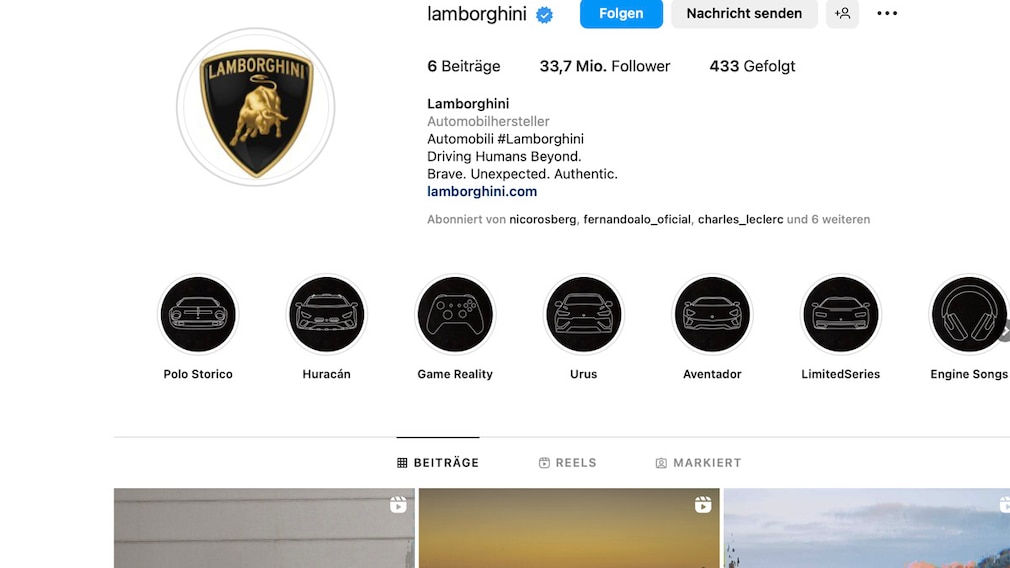 Lamborghini Instagramseite