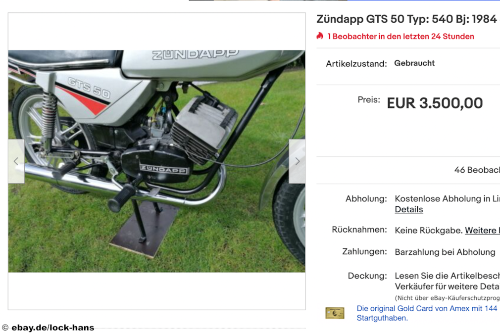 ebay Zündapp GTS 50 Typ: 540