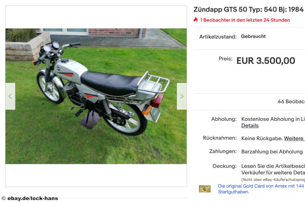 ebay Zündapp GTS 50 Typ: 540