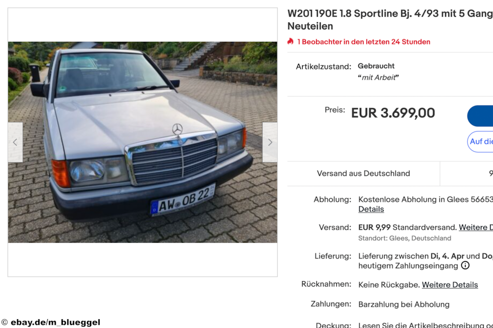 ebay W201 190E 1.8 Sportline