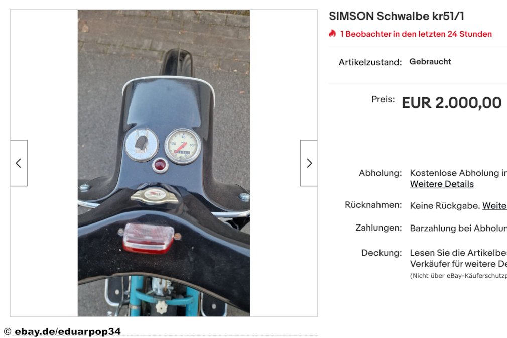eBay SIMSON Schwalbe kr51/1