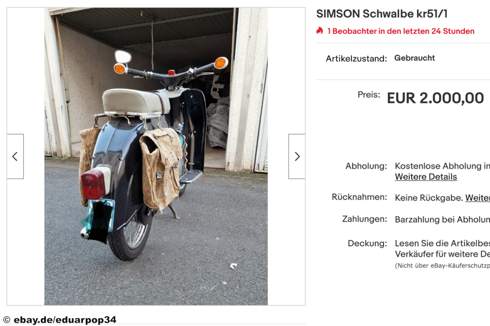 eBay SIMSON Schwalbe kr51/1