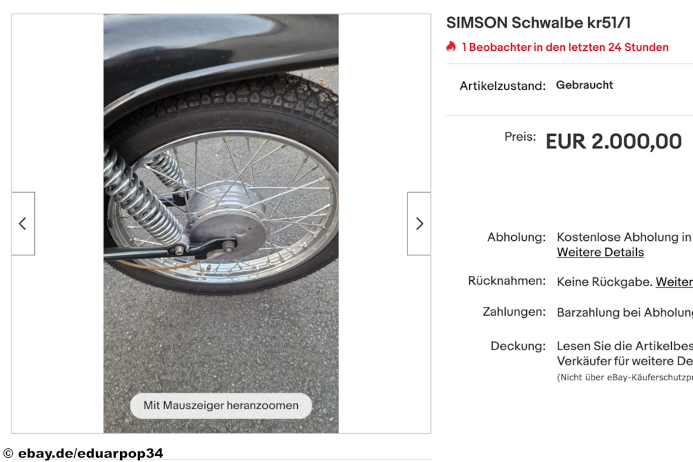 eBay SIMSON Schwalbe kr51/1