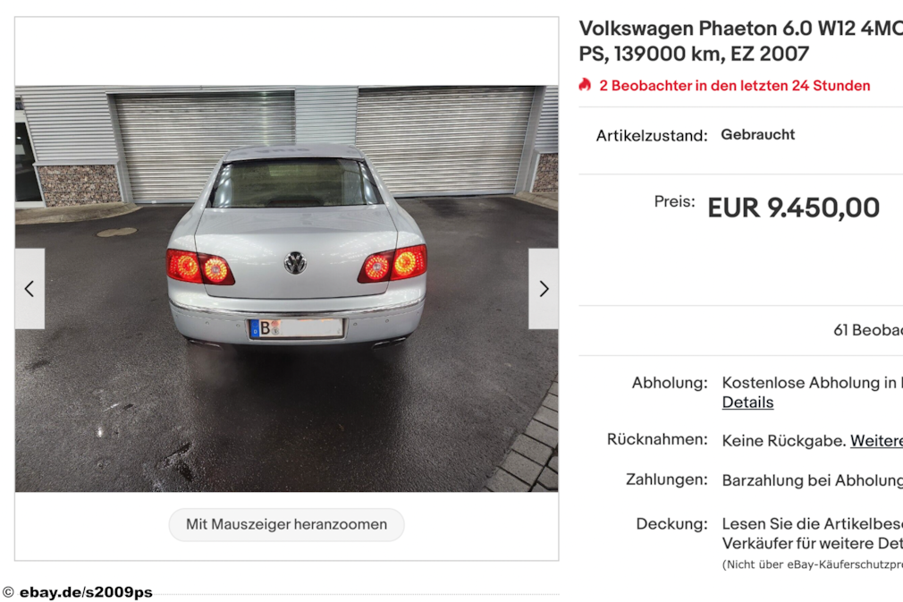 ebay Volkswagen Phaeton 6.0 W12