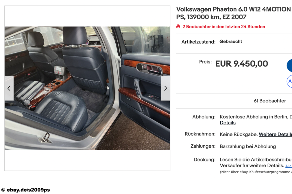ebay Volkswagen Phaeton 6.0 W12