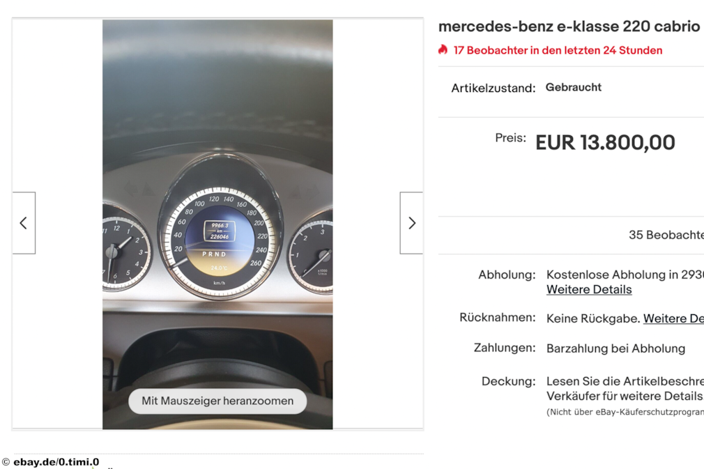 eBay Mercedes Benz e-klasse 220