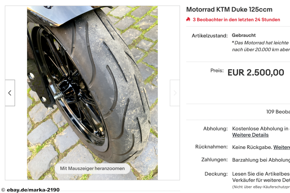 eBay Motorrad KTM Duke 