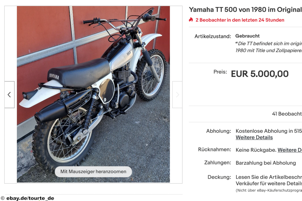 eBay Yamaha TT 500