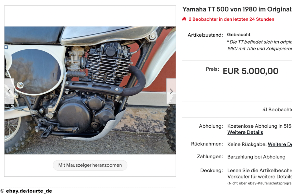 eBay Yamaha TT 500