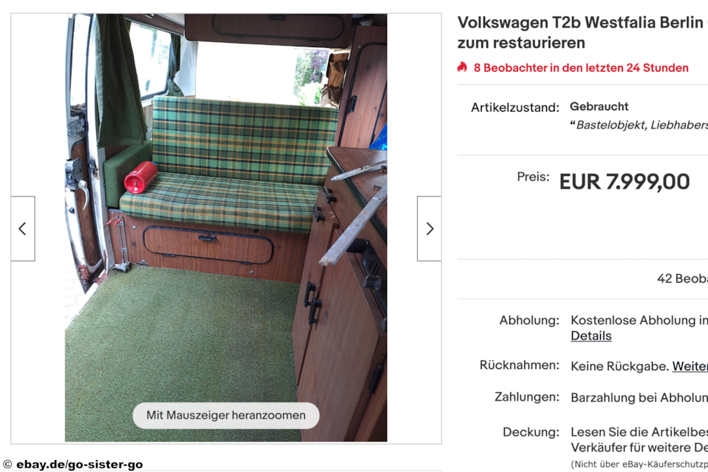 eBay Volkswagen T2b Westfalia Berlin