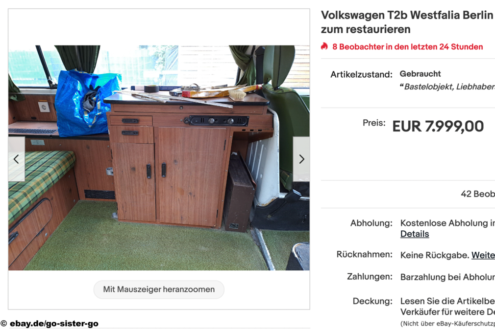 eBay Volkswagen T2b Westfalia Berlin