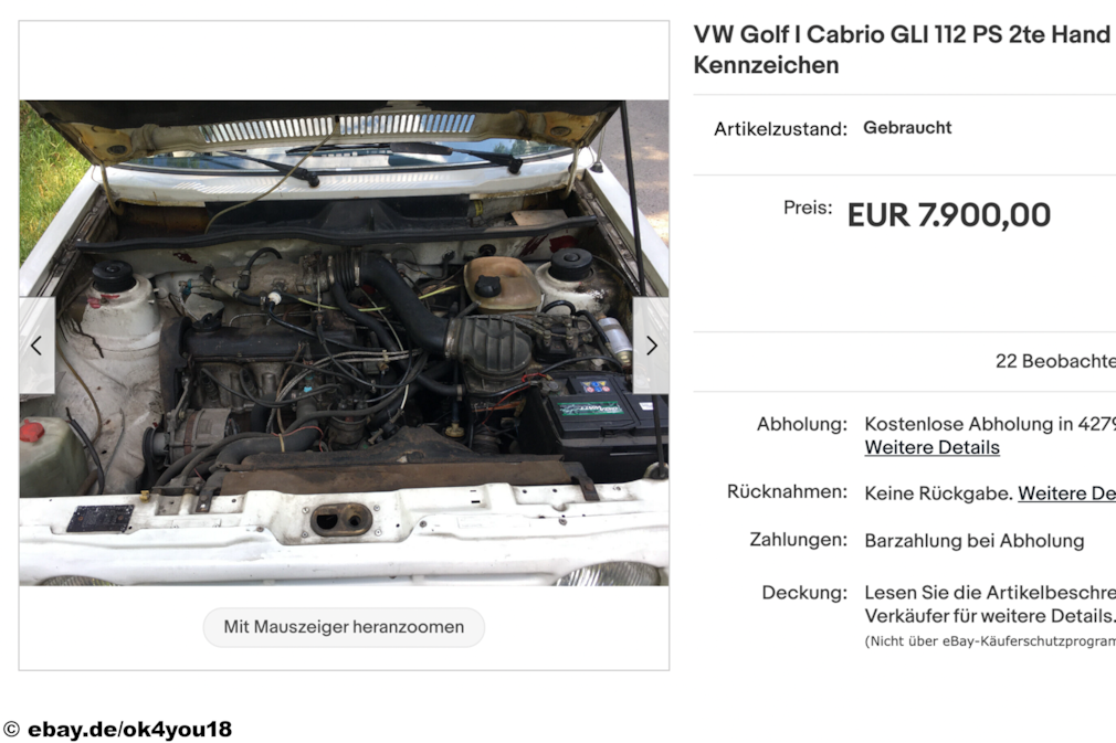 eBay VW Golf I Cabrio