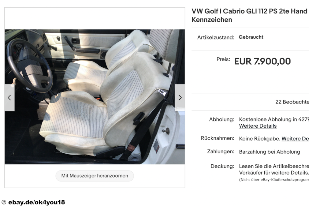 eBay VW Golf I Cabrio