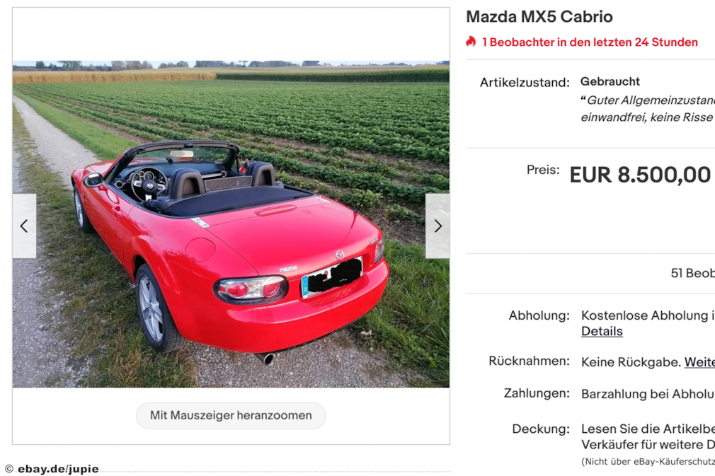 eBay Mazda MX5 Cabrio