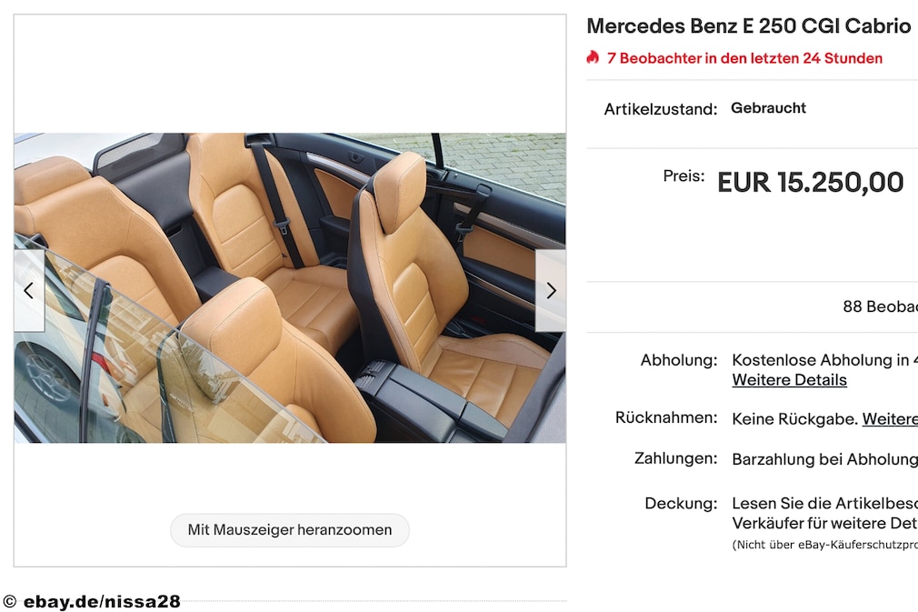 eBay Mercedes Benz E 250 CGI Cabrio