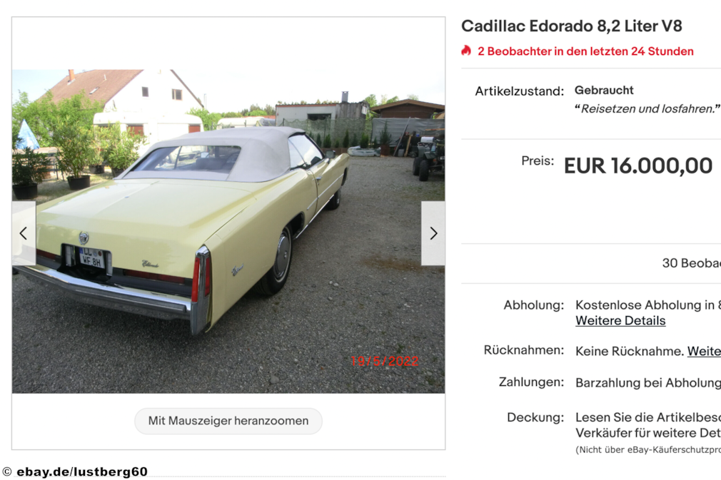 eBay Cadillac Edorado
